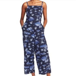 Old Navy Tropical Navy Blue Jumpsuit